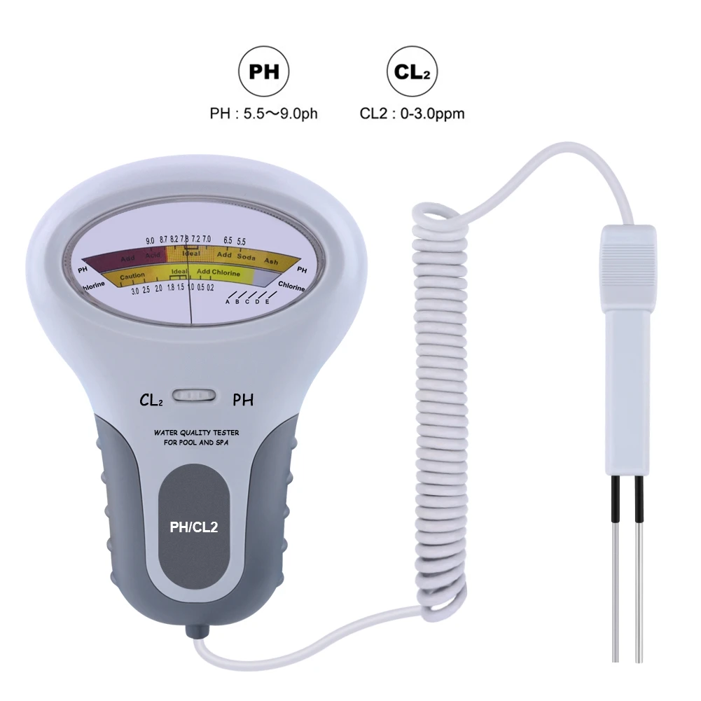 Medidor de Calidad del Agua Portátil PC102, Digital 2 en 1, Detector de Nivel de pH y Cloro CL2 para Piscinas y Spas