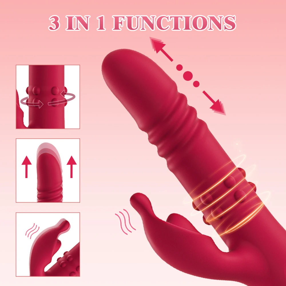 Telescopic Rabbit Vibrator Rotating Massage Vaginal Clitoris Vibration Stimulator G-spot Orgasm Masturbator Adult Couple Toys