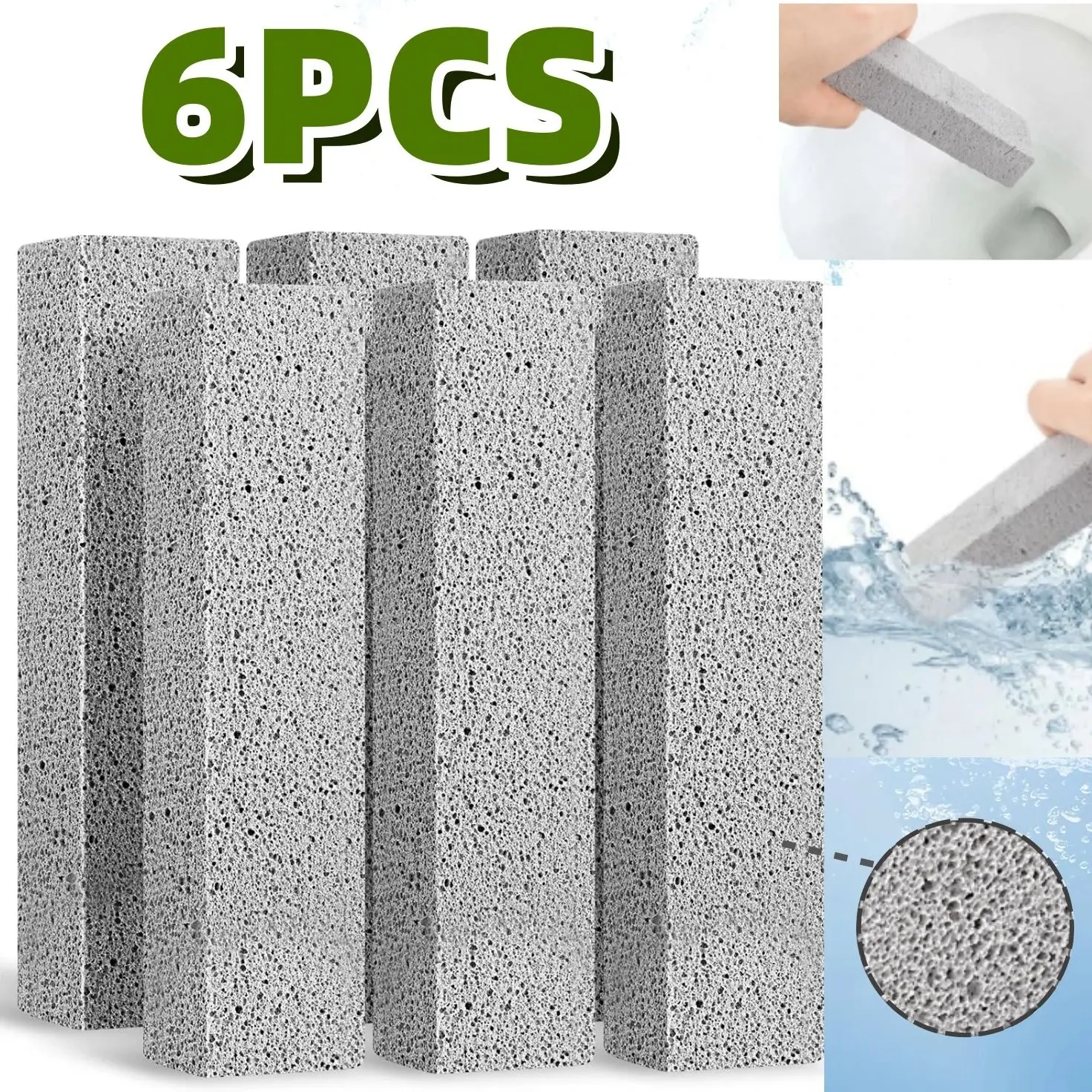 6PCS Pumice Stone Cleaning Stick Toilet Limescale Rust Stain Removal Brush Bathroom Tile Sink Household Washing Cleaner Tools