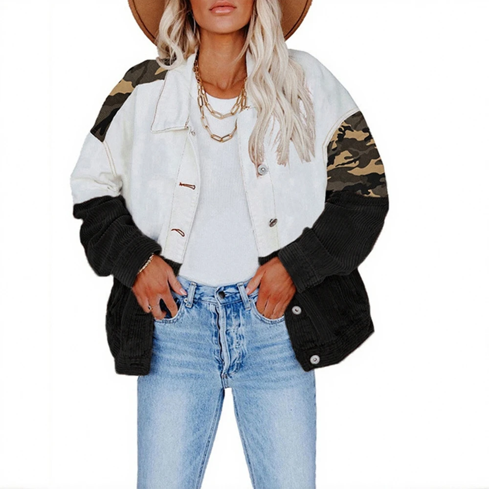 

Женская лоскутная куртка, осенне-зимняя повседневная шикарная изящная куртка с отложным воротником и длинными рукавами K-Modern Daily