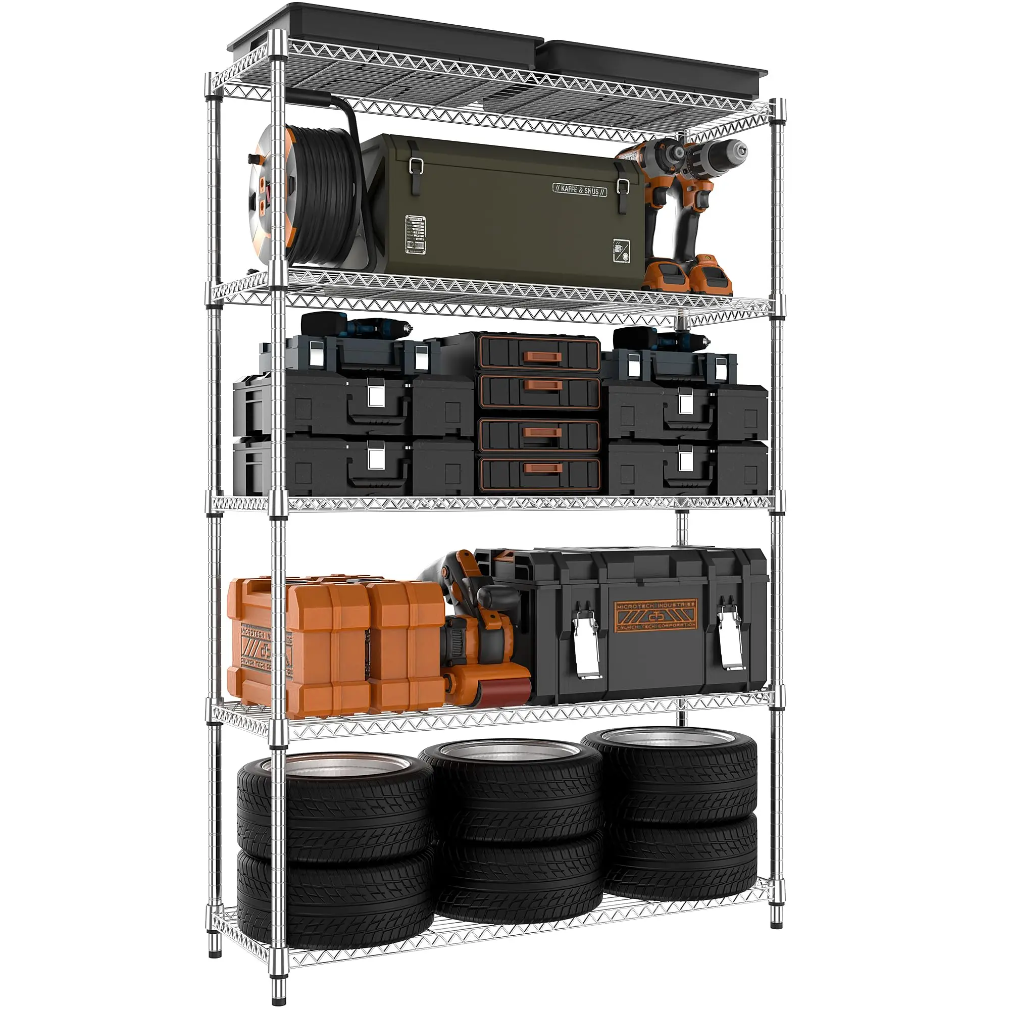 

Chrome Wire 3-Tier Heavy Duty Shelving Unit, 750 Lbs Capacity, 13.8”D x 29.5”W x 35.5”H, For Garage, Basement, Pantry, Kitchen,