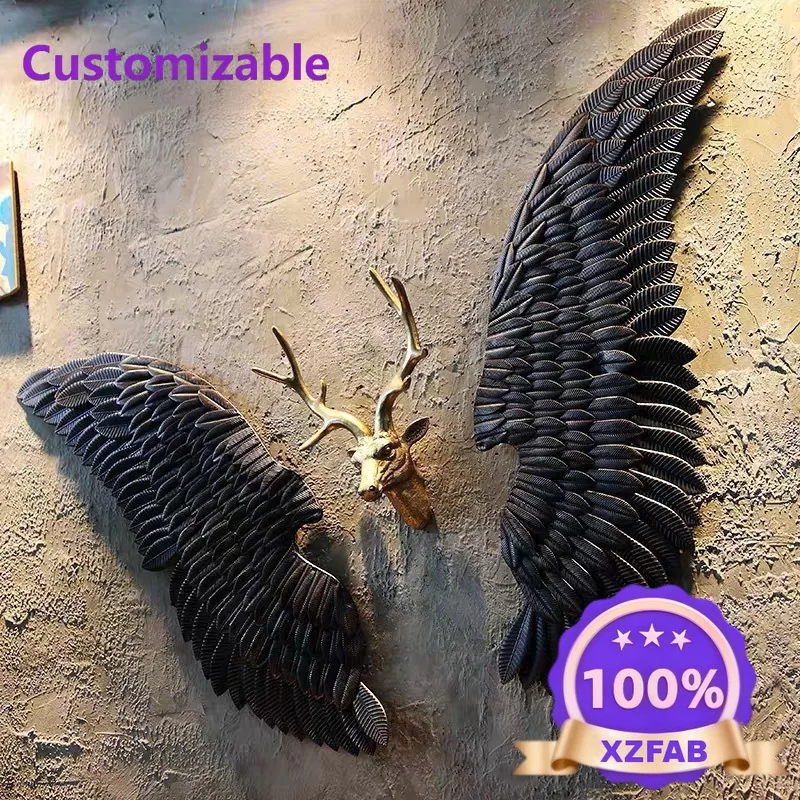 Factory Direct 2026 Retro decoration industrial wind wrought iron wings bar wall decorations take pictures of background wall pr