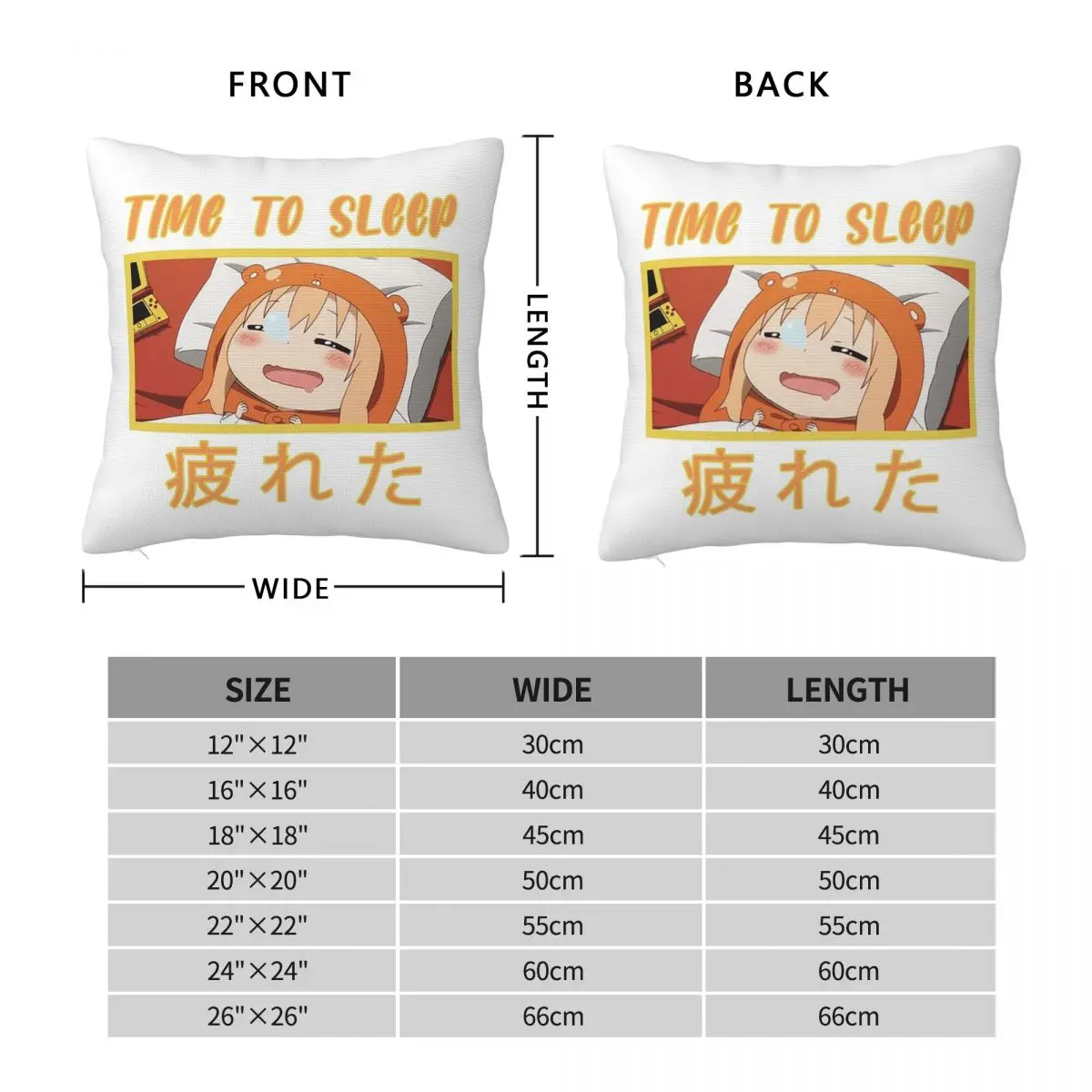 Cute Himouto Umaru Chan Anime Square Pillowcase Cushion Cover Pillow Case Throw Pillow Cover for Home Bedroom Car