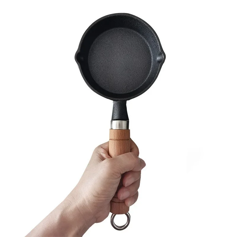 Cast Iron Portable Mini Fried Egg Pan Non-Stick Dumpling God Hot Frying Pan Breakfast Fried Egg Pan