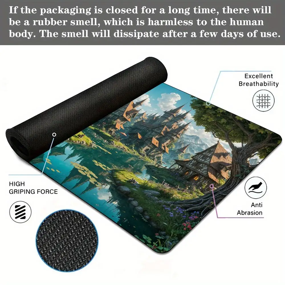 لوحة ماوس أنيمي من Fairy Tale Village، حصيرة مكتبية، حصيرة ألعاب، ملحقات الكمبيوتر، قاعدة مطاطية غير قابلة للانزلاق، لوحة مفاتيح ممتدة