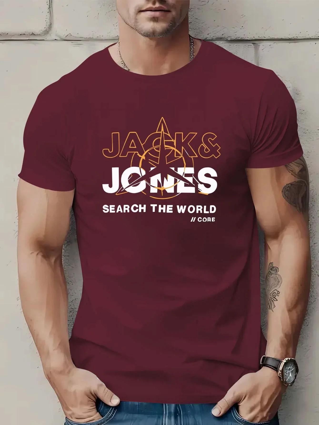 2025 Men'S Summer Geometric Pattern Letter Short Sleeve Fashion Street Casual T-Shirt image 4
