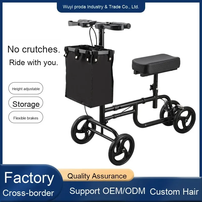 Assisted Folding Sliding Knee Walker Single Leg Injury Mobile Scooter for Rehabilitation Training Fracture Recovery