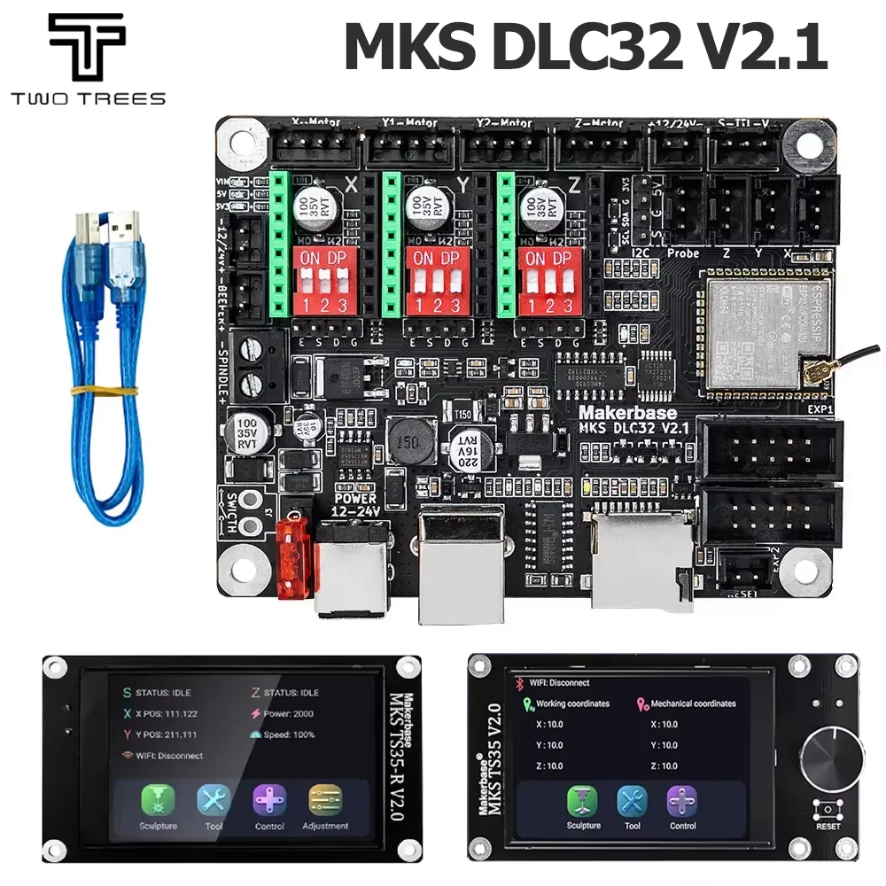 MKS DLC32 V2.1 Offline płyta kontrolera 32 bity ESP32 WIFI GRBL płyta główna do maszyny do grawerowania laserowego TS35 wyświetlacz z ekranem dotykowym