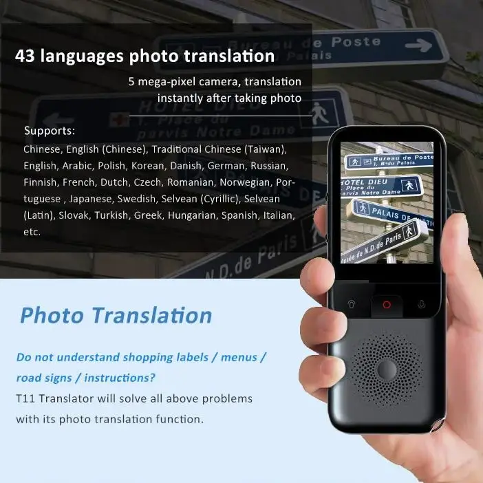 مترجم محمول في الوقت الحقيقي مترجم صور صوتي ذكي 138 لغة ترجمة 2.4 بوصة شاشة تعمل باللمس غير متصل
