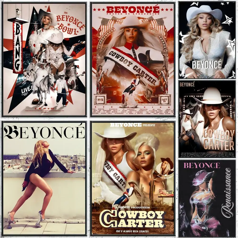 Singer Beyoncé Poster Self-Adhesive Waterproof Wall Stickers, Coffee Bar Home Wall Decor