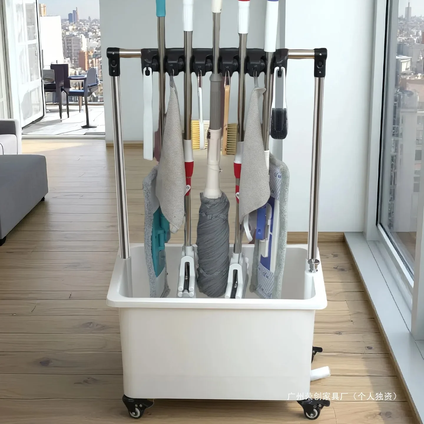 Imitation ceramic mobile mop pool Balcony Tall bathroom Household mop pool Washing basin Pool White mop bucket