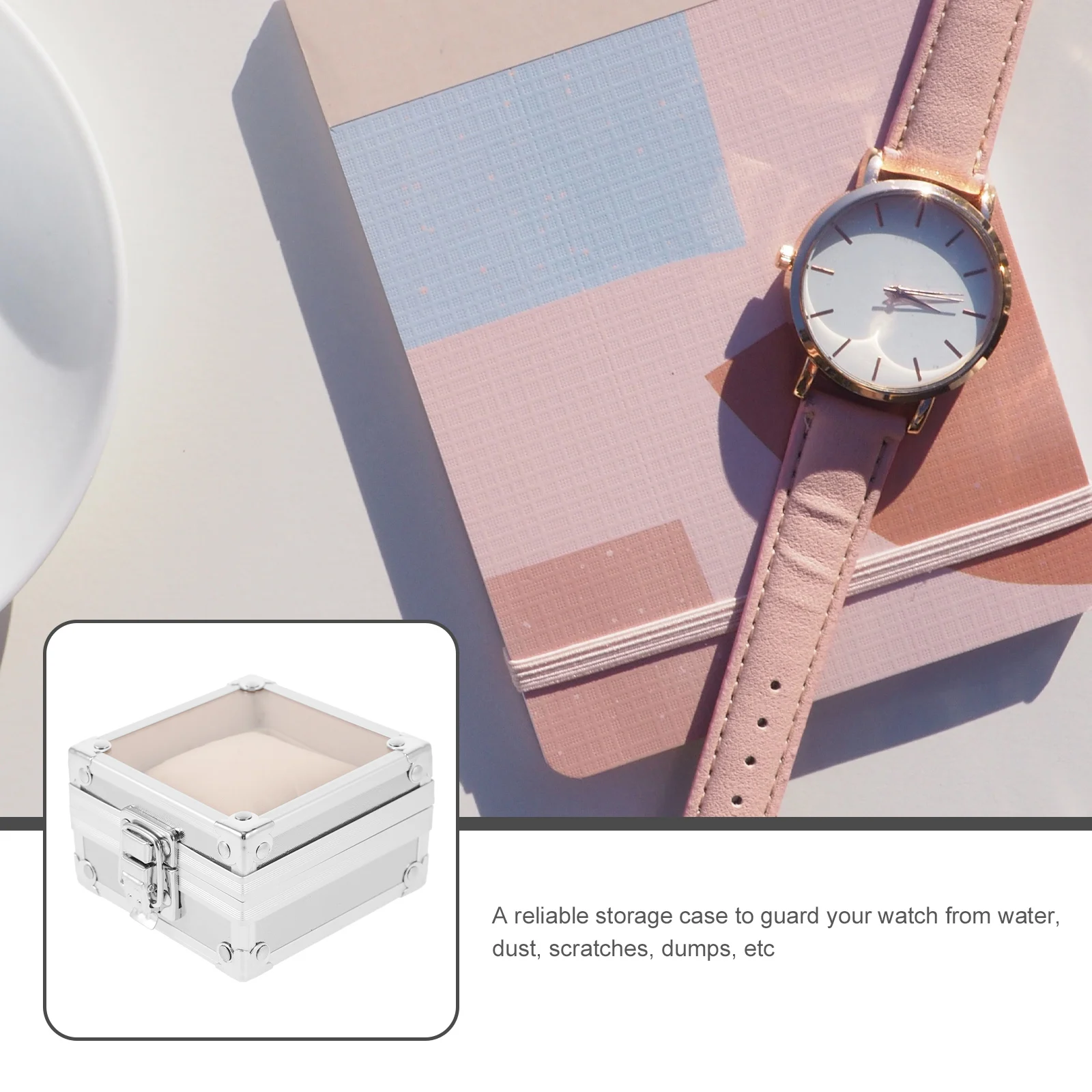 

Transparent Lid Watch Display Box Elegant Storage Organizer For Travel Men Women Dustproof Water Resistant Case Single Watch