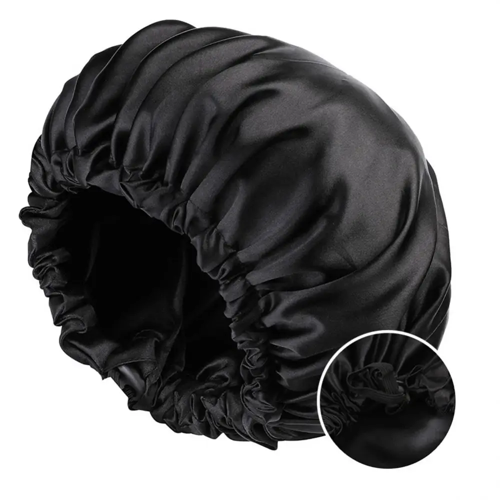 Reversible Satin Bonnet Hair Caps Double Layer Adjust Sleep Night Cap Head Cover Hat For Curly Springy Hair Styling Accessories