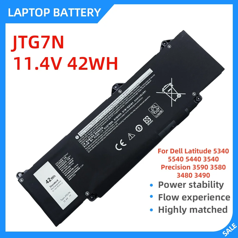 

JTG7N 11.4V 42Wh 3500mAh New Laptop Battery For Dell Latitude 5340 5540 5440 3540 Precision 3590 3580 3480 3490