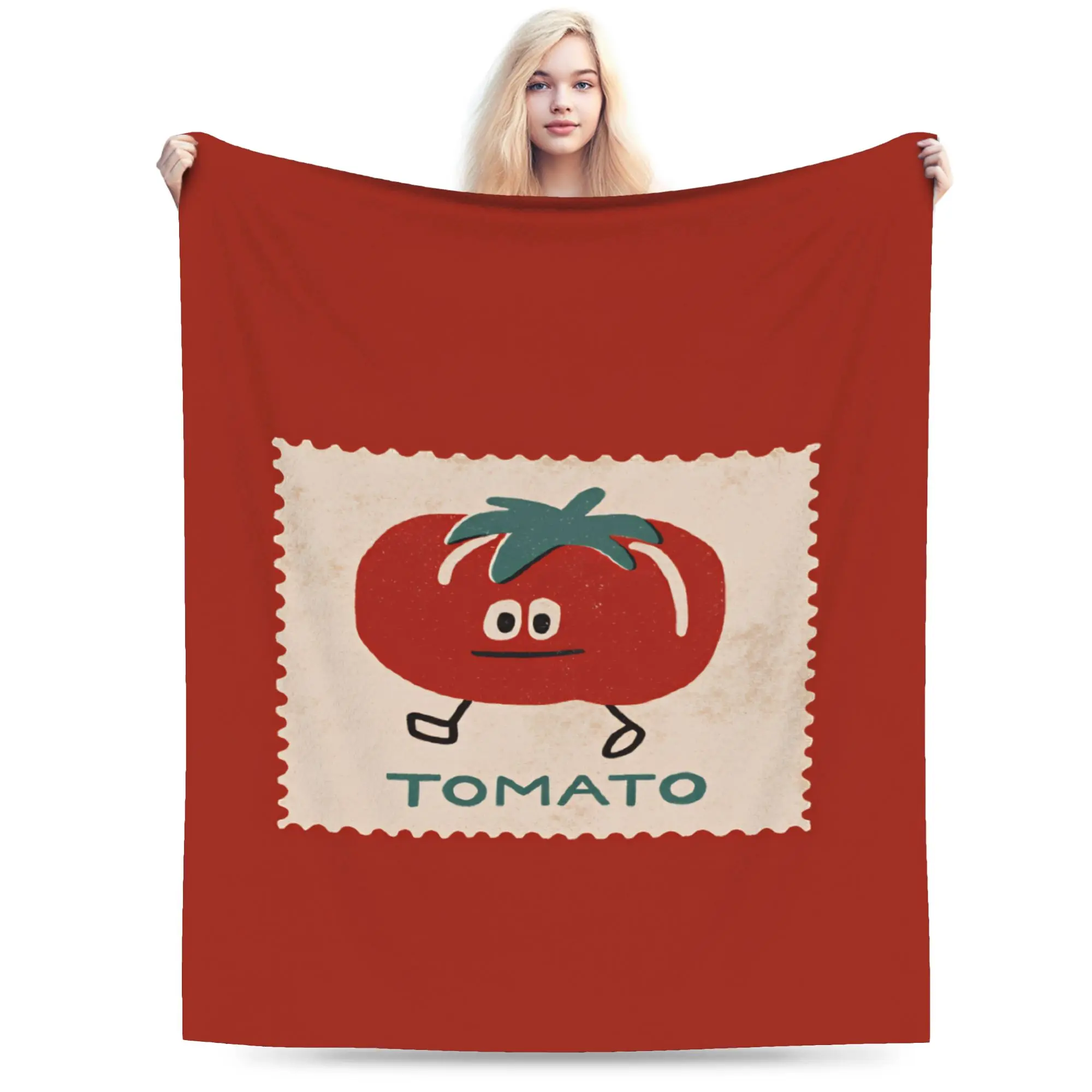 Tomato - Red Background Blanket Soft  Throw Blanket Winter Girl Chair Sofa Bed Camping Bedspread