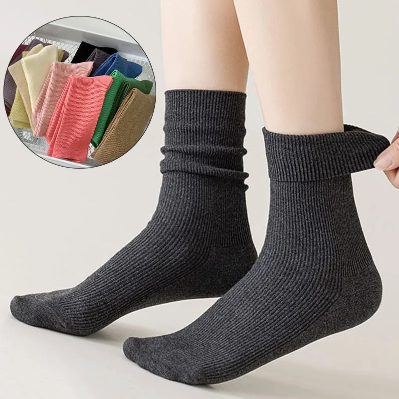 Women Solid Color Candy Socks Breathable Plain Basic Simple Girls Crew Loose Casual Sock Elastic Soft Comfortable Ankle Sox