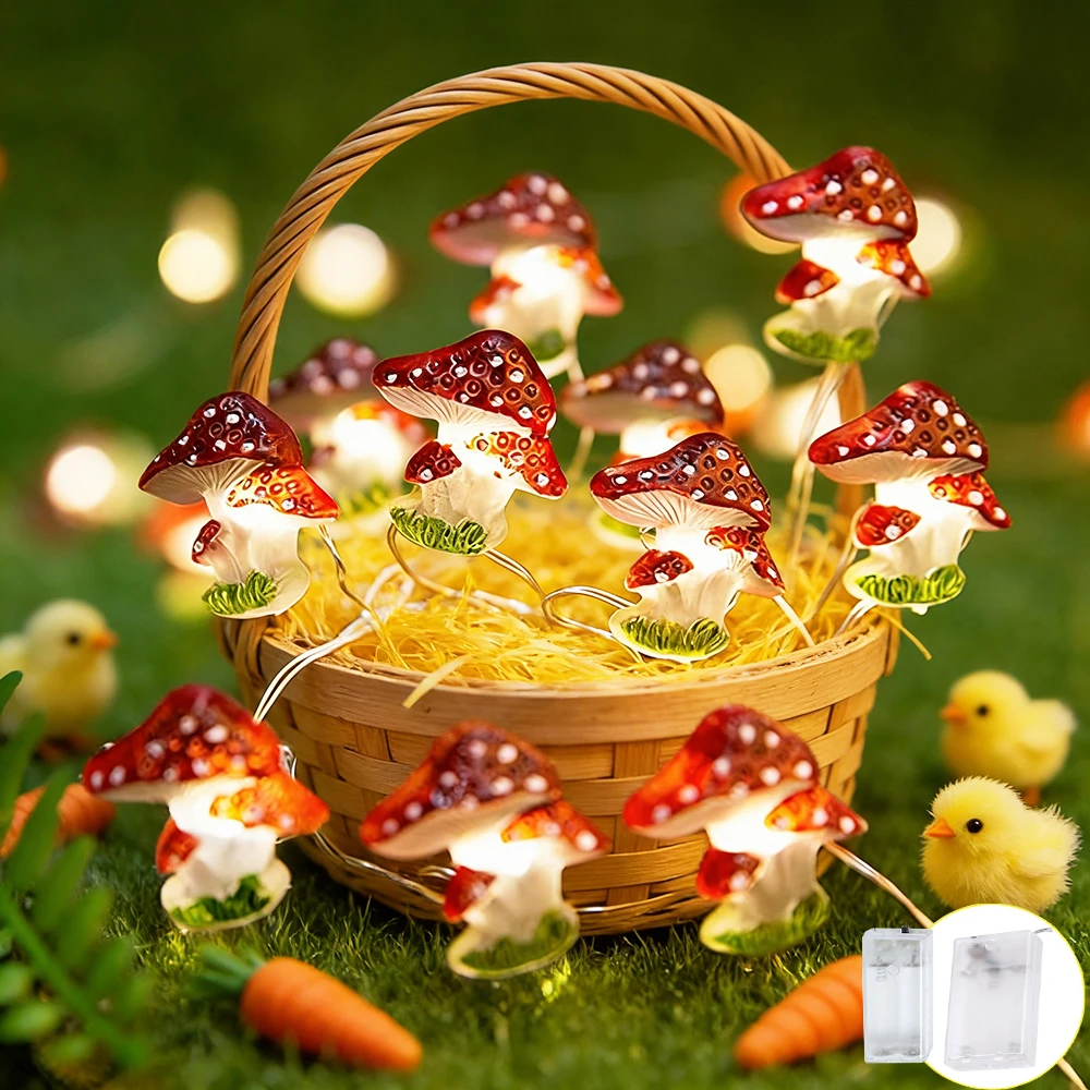 

Гирлянда с декором в виде грибов, 20/30 светодиодов, грибовидные фонарики на батарейках, рождественские гирлянды, грибовидные светильники для домашнего декора