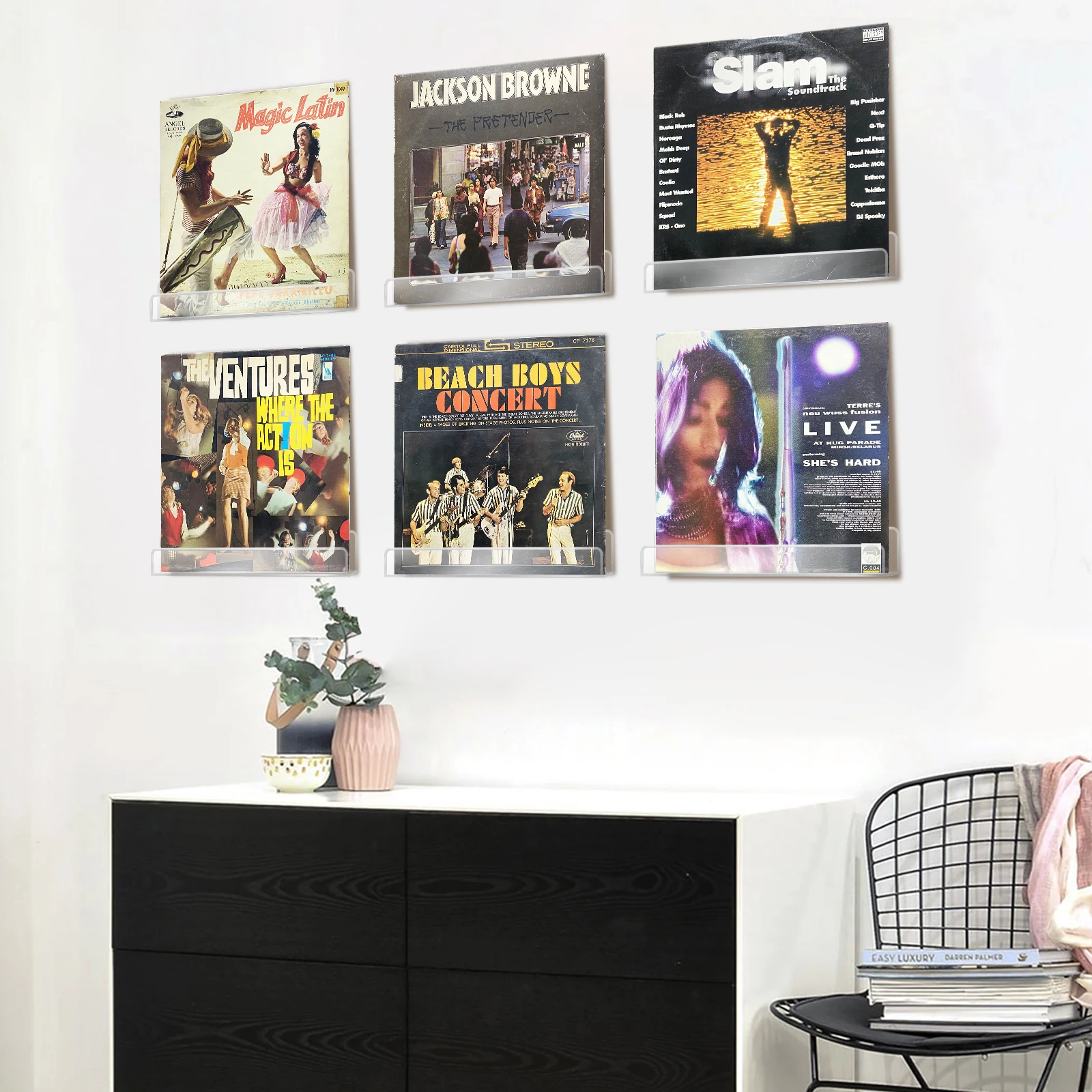 الاكريليك الشفاف مسجل فينيل تخزين الرف مكتب المنزل جدار جبل لصق لزجة عرض حامل ديكور المنزل LP الرف