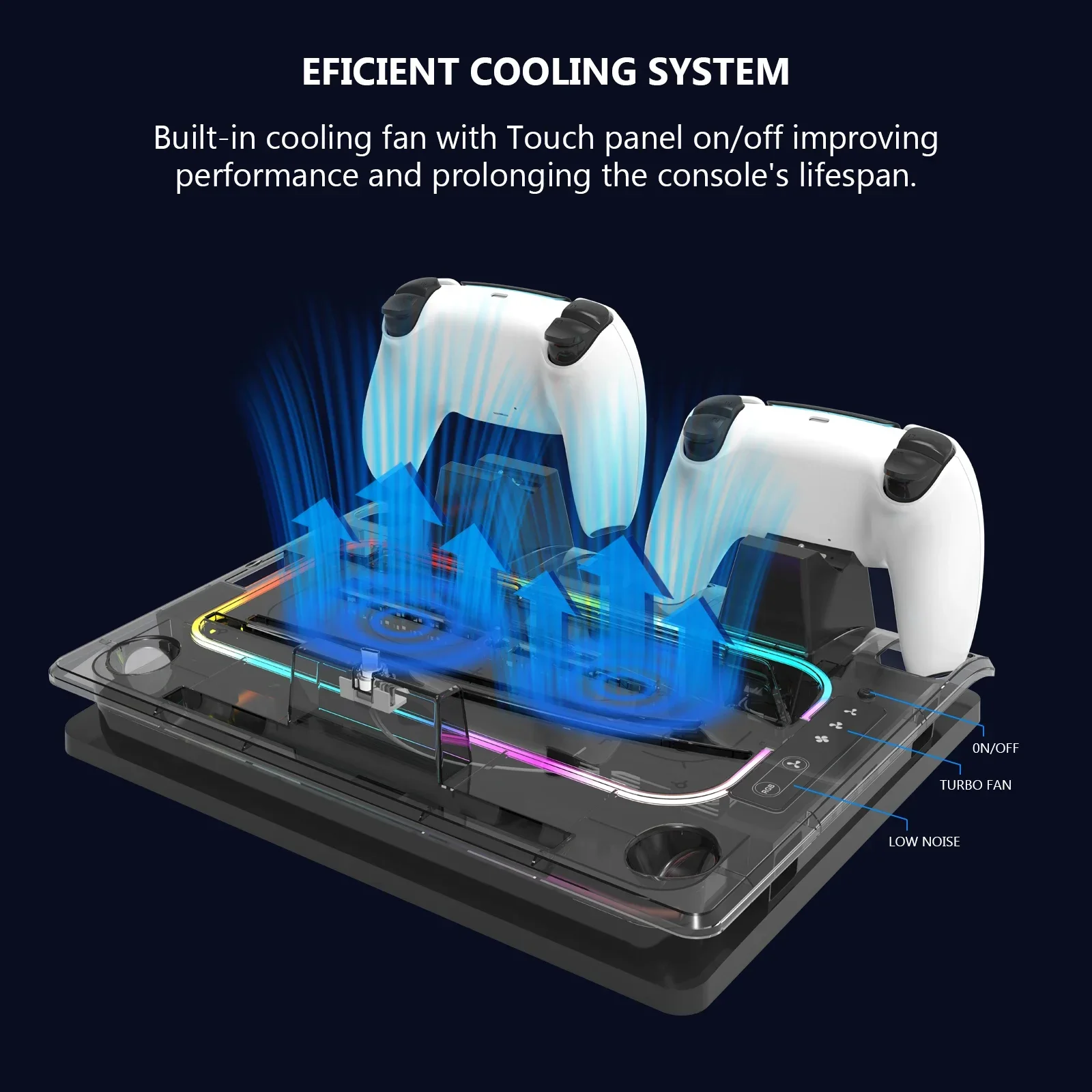 GAMINJA P53 RGB LED Controller Charging Station For PS5 Controller Charger And For PS Portal Remote Player Magnetic Charger