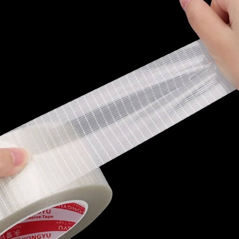 10mm-100mm Width Fiberglass Tape Transparent 25M Length Single-Sided Tape High Viscosity Heavy-Duty Mesh Tape Battery Insulation