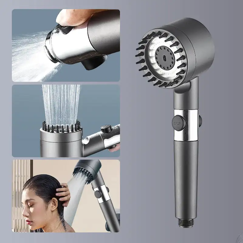 Cabezal de ducha multifuncional para masaje y belleza de la piel, 3 modos, alta presión, ahorro de agua, accesorios de baño