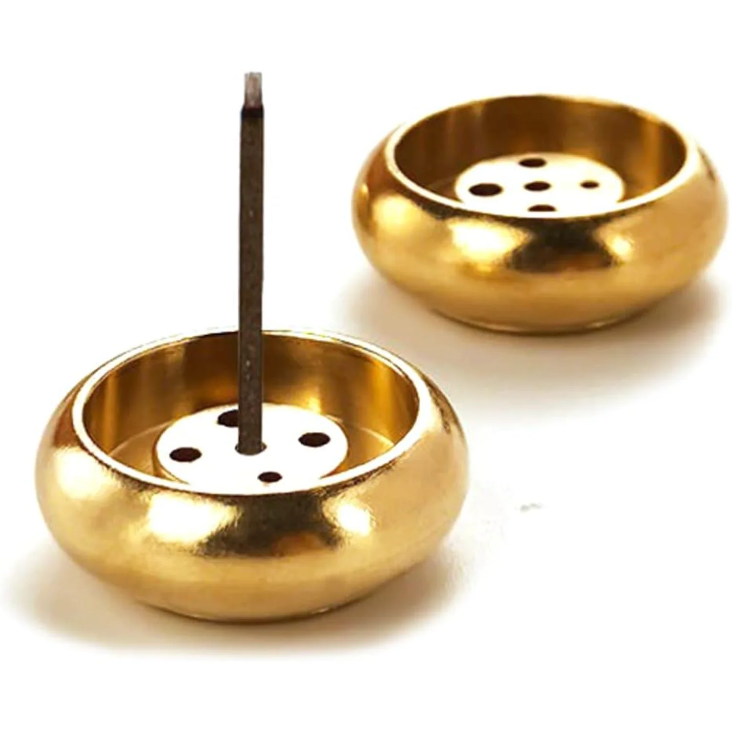 Mini Brass  Burner - Split Design Bowl Type  Stick Holder Burner for  Decor Office Yoga Aromatherapy 2Pcs/Set