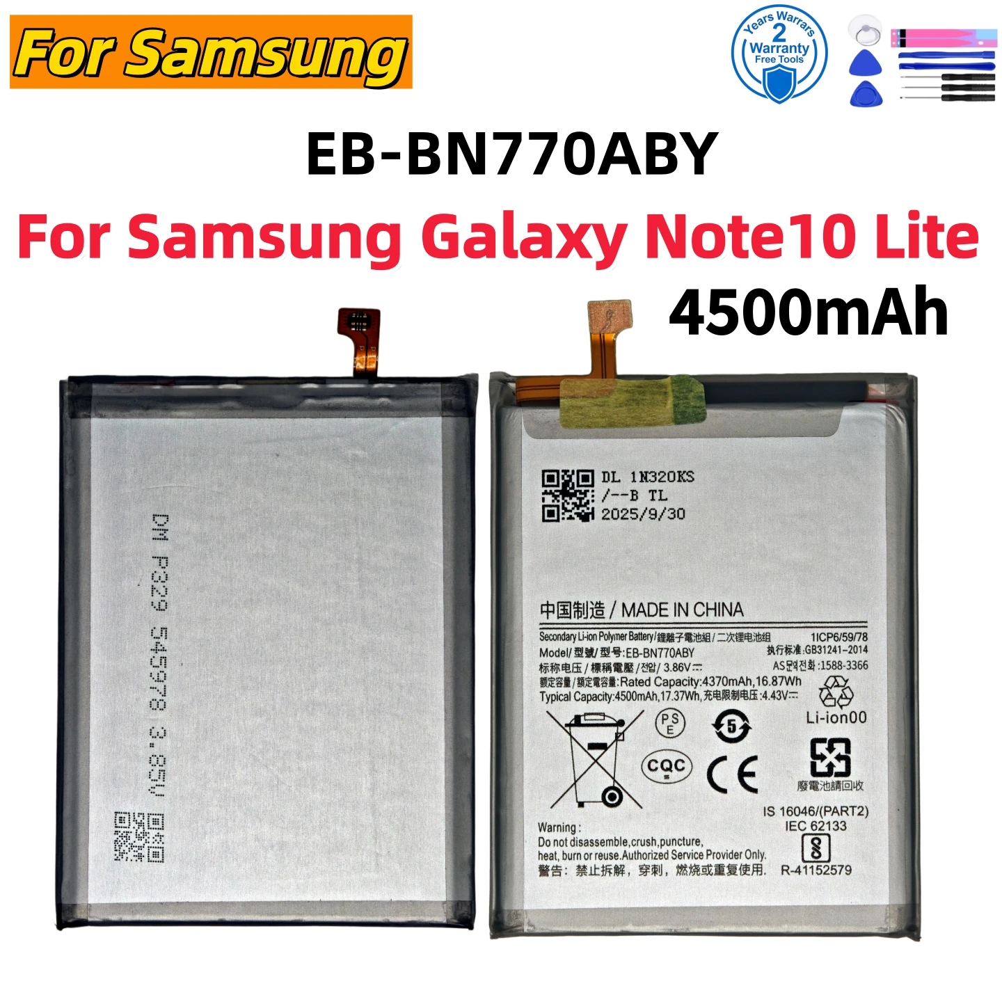 100%New EB-BN770ABY EB-BN972ABU For Samsung Galaxy Note 10 Lite Puls 8 9 20 Ultra 10X 5G N975F N950 N960F N980F Batteria