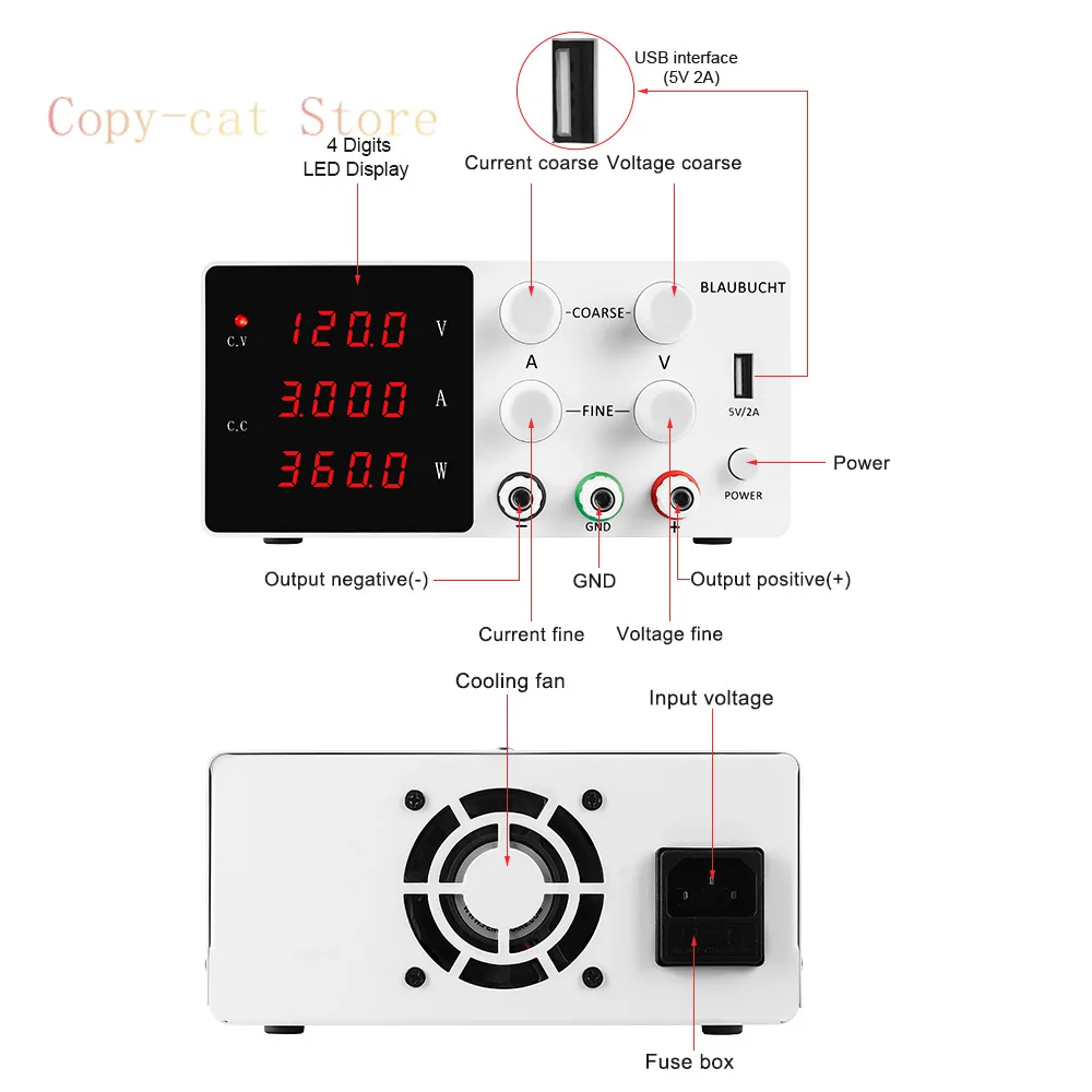 SPS-W1203 120V 3A DC Variable Power Supply Adjustable Switching Power Source for School Teaching 3 Set Digital Display