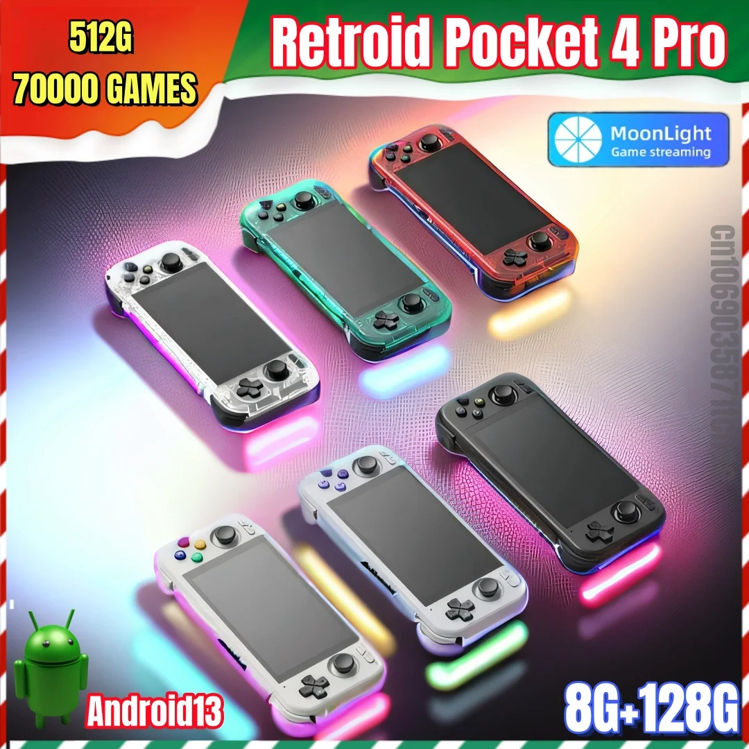 

Retroid Pocket 4 Pro 4.7 Inch 8G+128GB RP4 Pro Retro Portable Handhelds Console Video Game Android13 WiFi 6.0 Bluetooth PS2 PSP