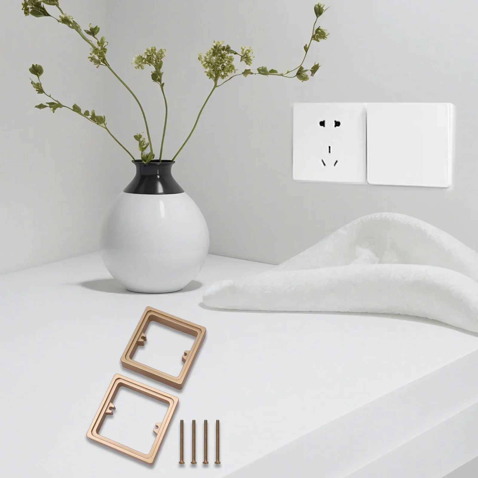 

2PCS Single Socket Spacer 1 Gang Square Spacer Frame Electrical Outlet Box Extender With Screws Switch Panel Socket Spacer Gray