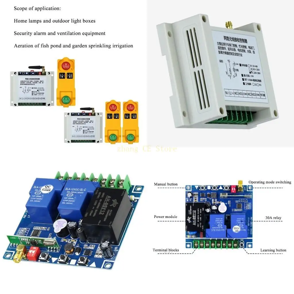 M5TD Wireless RF Remote Control Switch 2CH AC220V~380V Factory Light Single Water Transmitter 3000W High Power Receiver