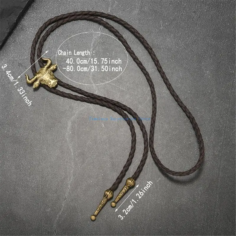 97QE Cravatta in lega abbellimento in pelle PU alla per lo styling degli adulti