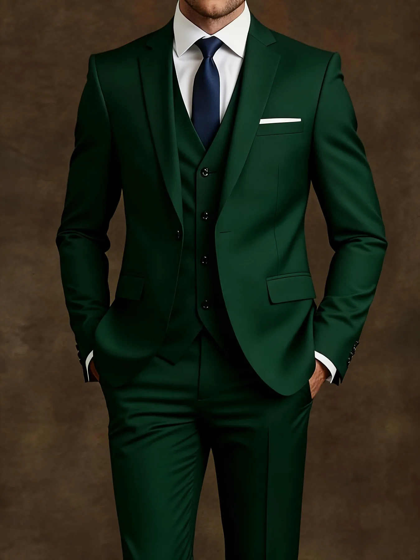 

【Men's Suit】Men's 3pcs Slim Fit Black Tuxedo - Wedding Office Formal Suit Set