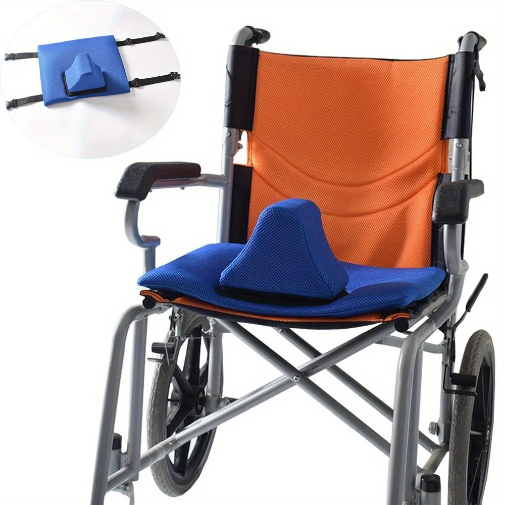 

Adjustable Wheelchair Seat Cushion , Anti-Pressure, Elastic Limiter Pad with Removable Washable Cover,Blue Mesh & Black