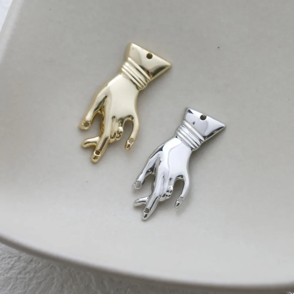 10PCS Dainty Gesture Charms for Jewelry Making Necklace Pendant Findings DIY Hand Made Brass 14k Gold Plated 28.5*12.5mm