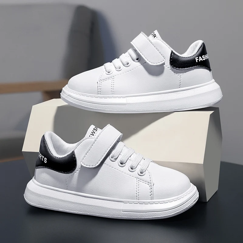 White Children Anti-slip Wear-resistant Casual Shoes Girls Boys Kids Soft Sole Shoes Breathable Sport Sneakers Leather Face Wate