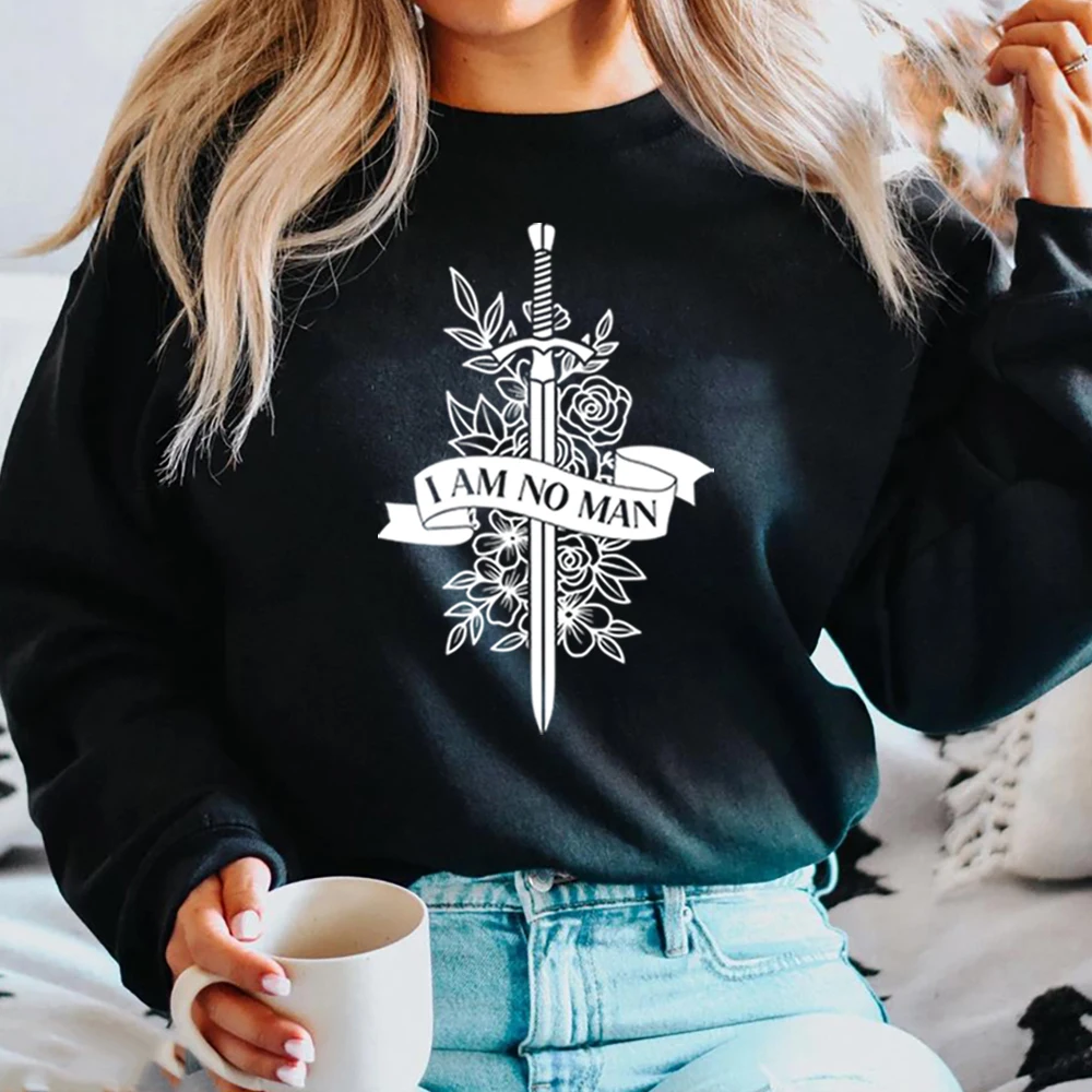 

Толстовка I Am No Man LOTR Second Breakfast Dark Academia Book Lover, толстовки с круглым вырезом, фэнтезийные товары для чтения, подарок для праздника
