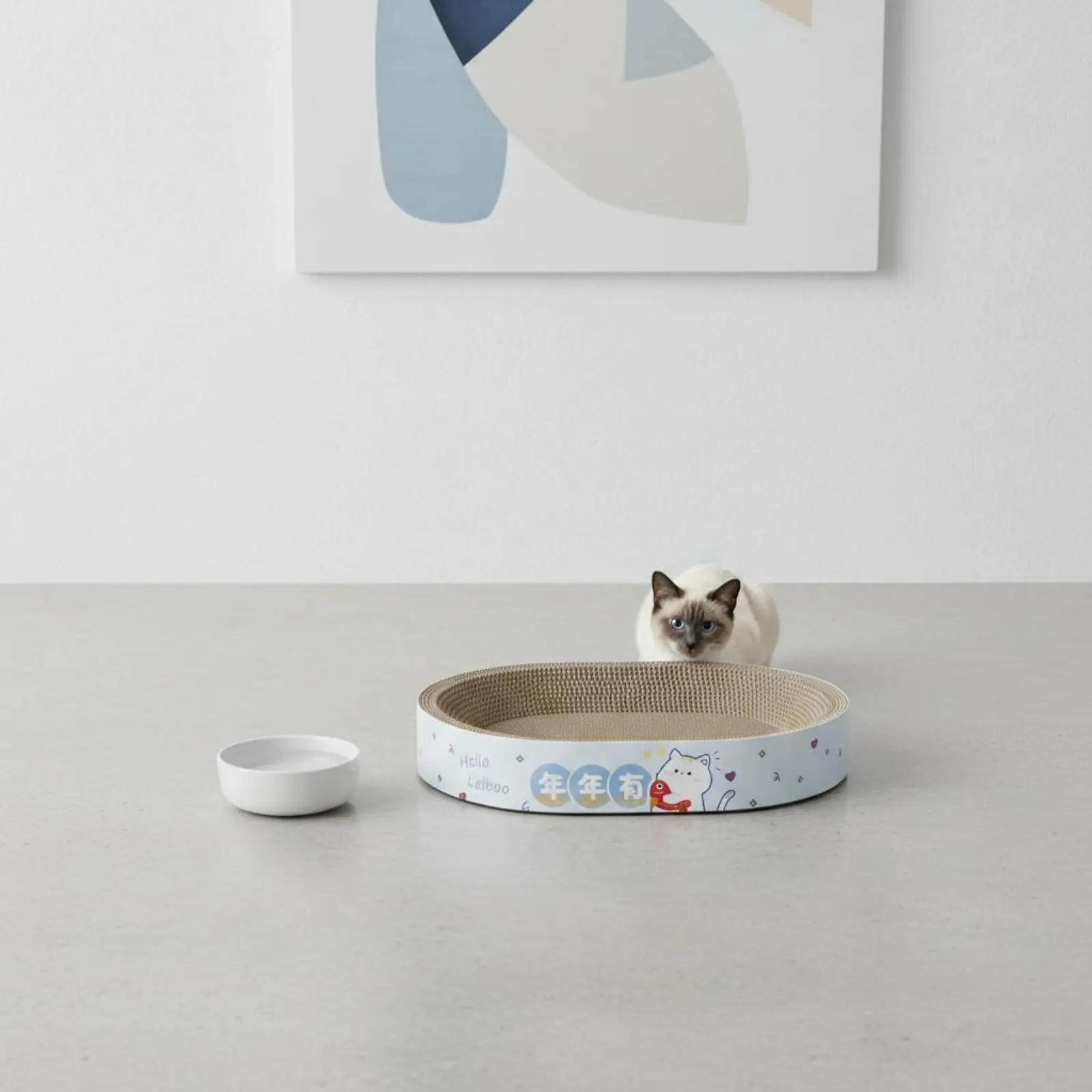 Rascador Gato Cartón Ovalado Ahorra Espacio 65cm