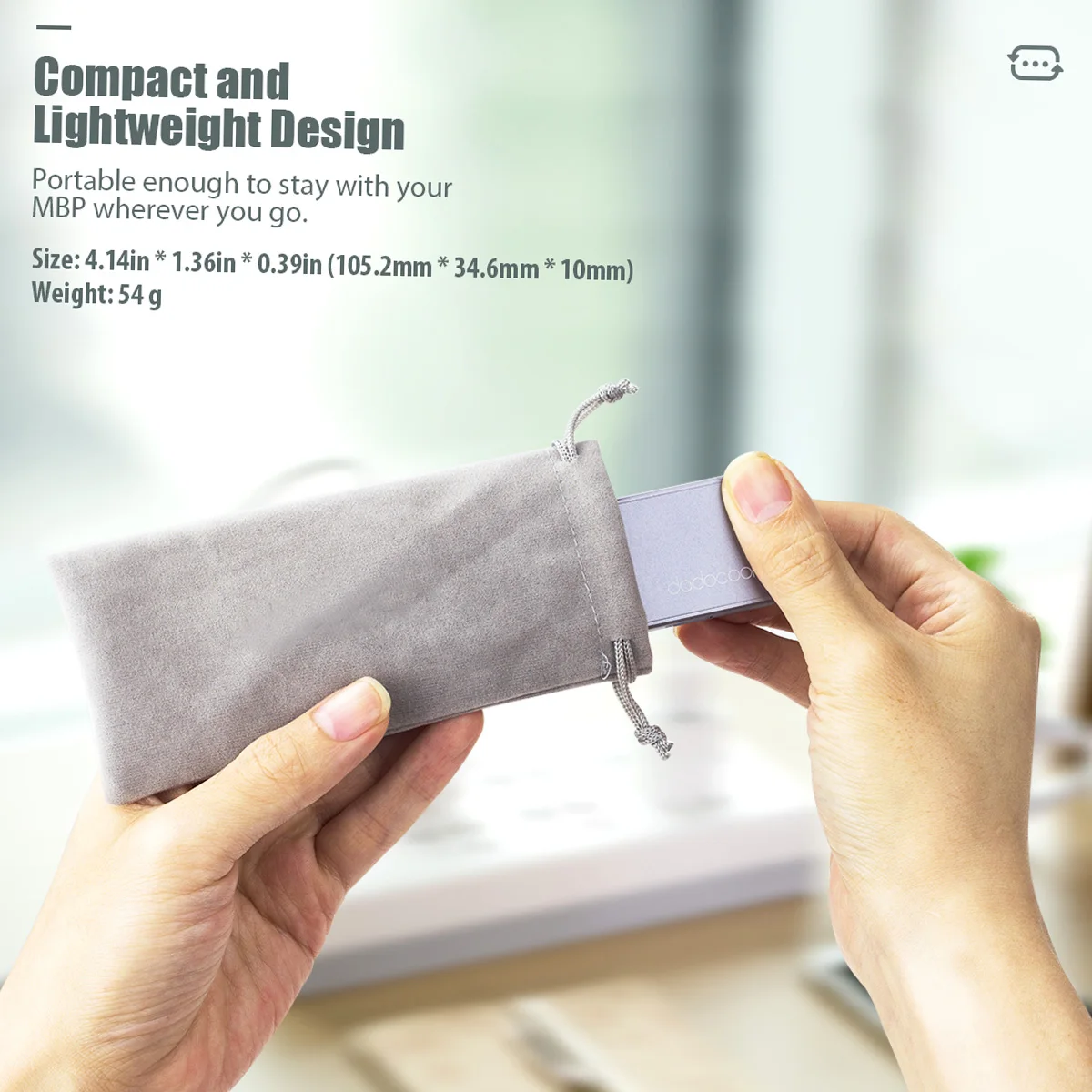dodocool 7-in-1-USB-C-Hub-Adapter aus Aluminiumlegierung mit 2 Thunderbolt 3-Anschlüssen, USB-Typ-C-PD-Anschluss, USB-C-Datenübertragungsanschluss 4K – Detail 17