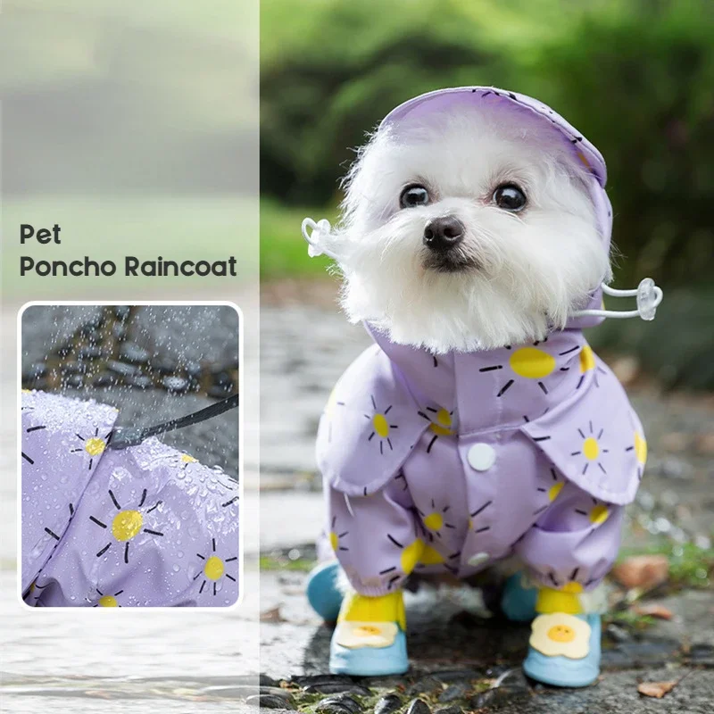 All-cover Waterproof Raincoat for Dogs, Rainy Cape, Four-legged Raincoat, Small Medium-sized Dog, Teddy, Chihuahua, Dog Clothes