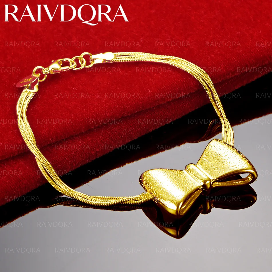 

18K Gold Plated Big Bow Bracelets For Women Trend Birthday Gifts Fashion Party Fine Wedding Jewelry