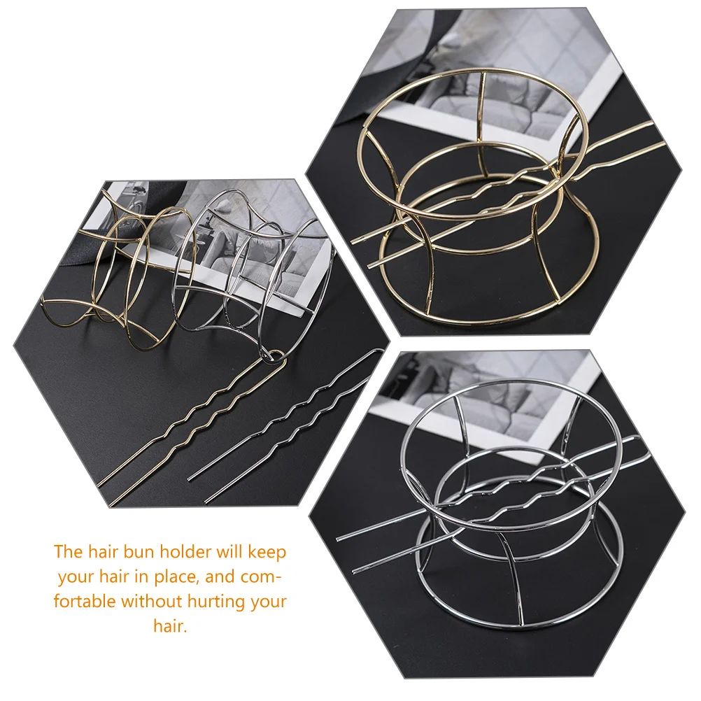 

2 Pcs Hairpin Clips Women Accessories Accessory for Donut Metal Cuff Alloy Bun Cage Women's