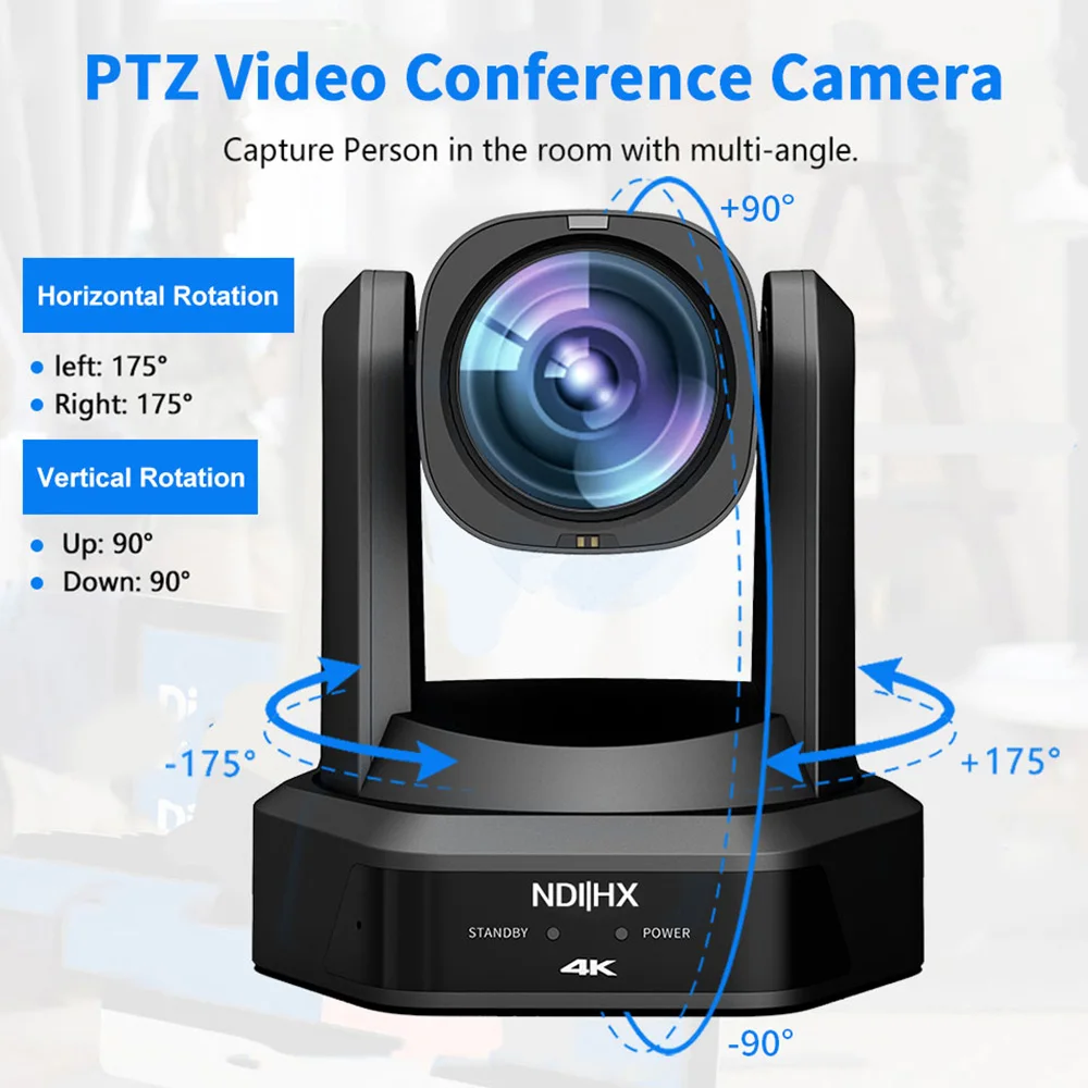 4K NDI PTZ  Conference Camera 20X Zoom 1-10pcs HD66K-20N +1pcs Ptz NDI POE joystick controller for Church Live Streaming Events