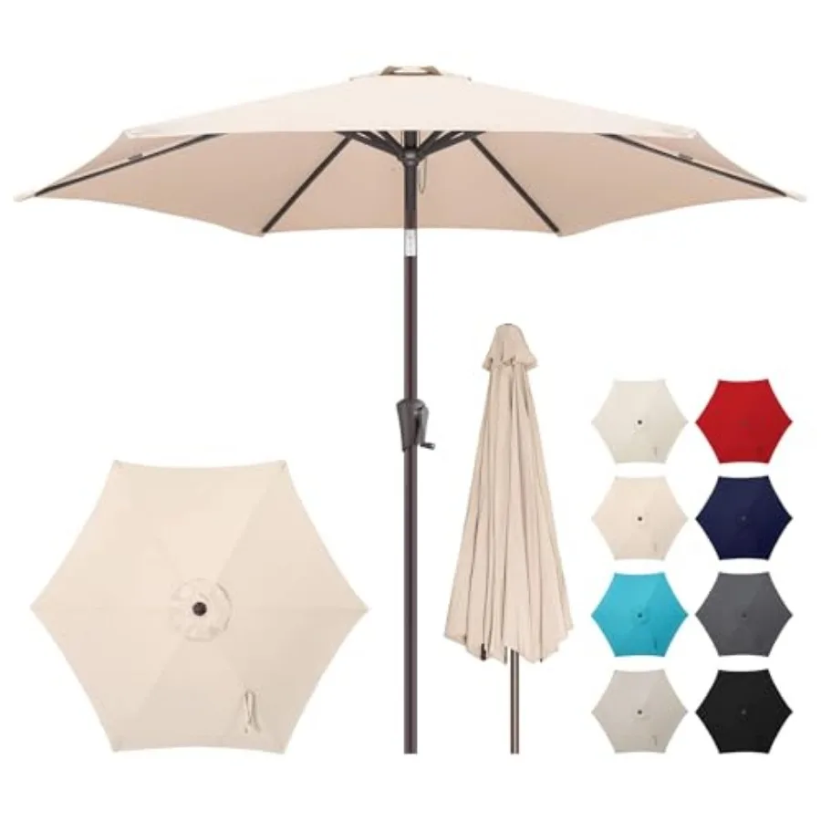 7.5ft Outdoor Patio Umbrella - Table Umbrella Waterproof UV Protection, Sombrillas de Patio with Push Button Tilt, Sun Umbrella