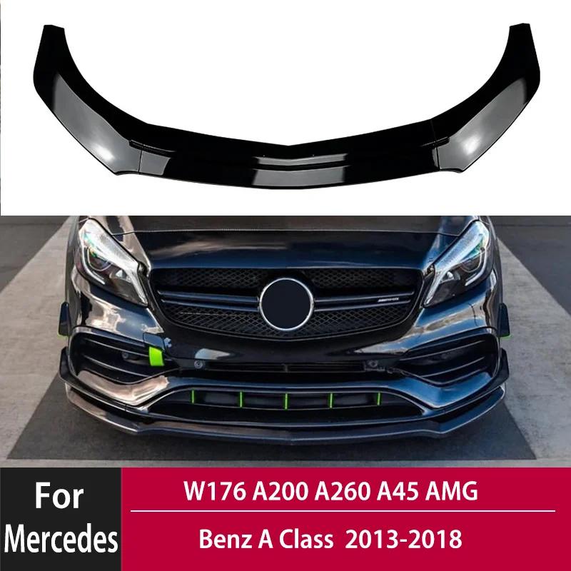 For Mercedes Benz A Class W176 A200 A260 A45 AMG 2013-2018 Car Front Bumpers Lip Spoiler Body Kit Automobiles Parts Accessories