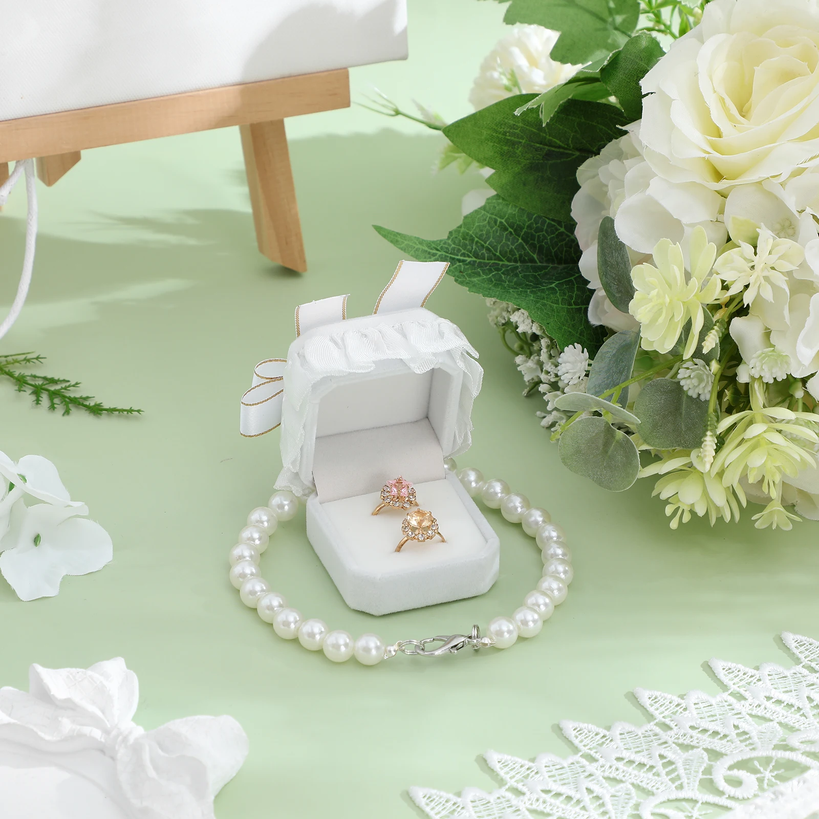 

Wedding Box Delicate Small Engagement Ring Storage Holder Wedding Jewelry Organizer Ring Container Gift Case