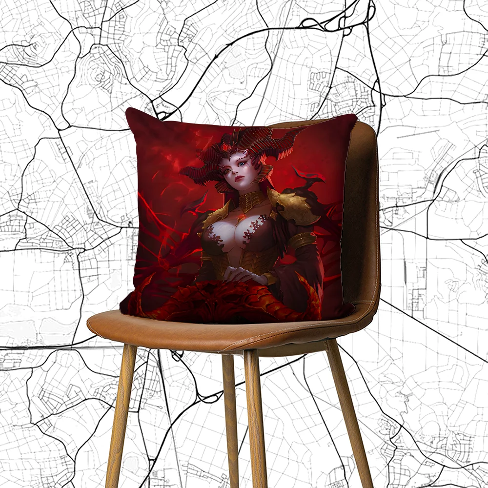 L-Lilith D-Diablo 4  Pillow Case DIY Pillowcase Home Office Decorative Pillowcase Bedroom Sofa Car Cushion Cover