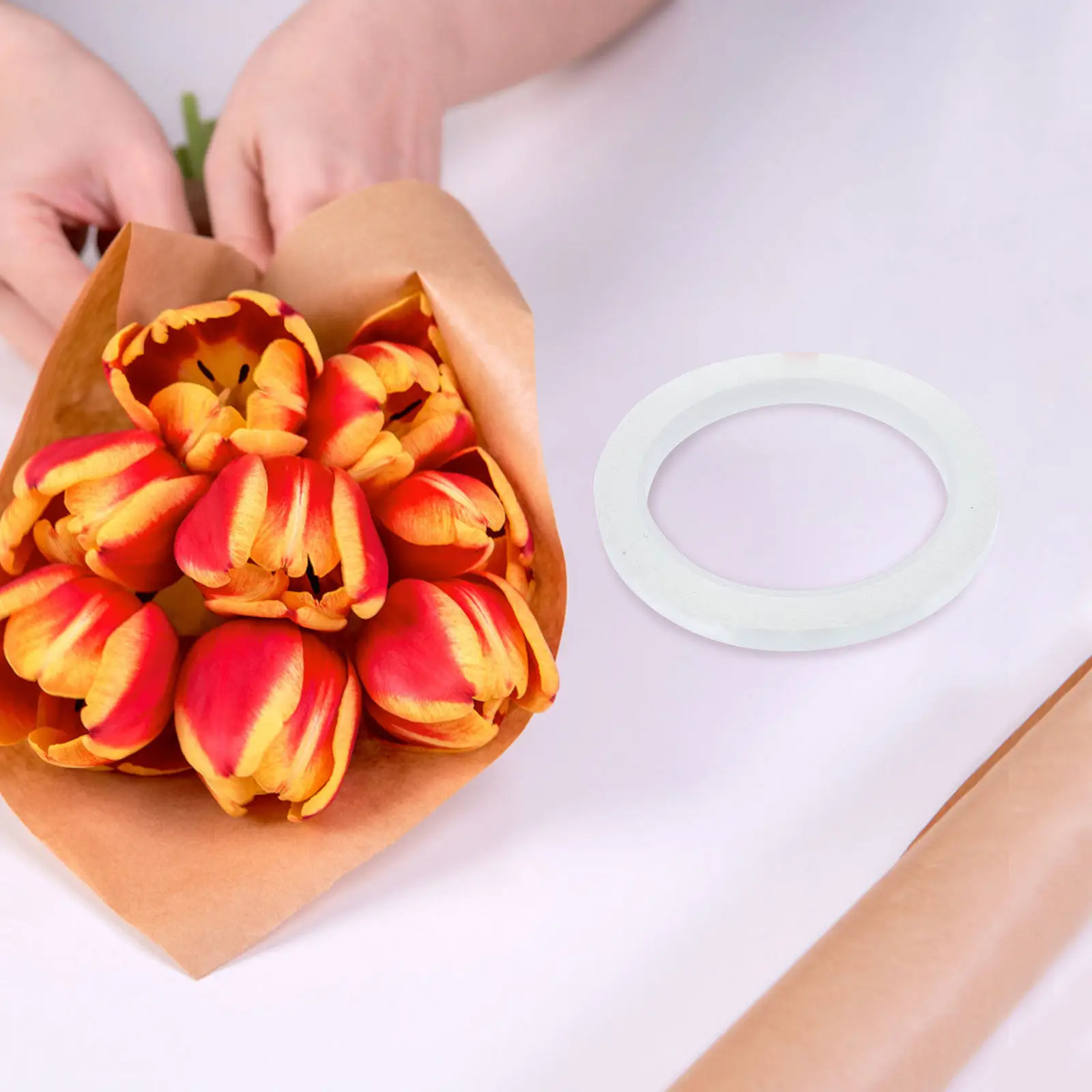 

6 Rolls Transparent Floral Tape 66M Roll Excellent for Bouquet Stem Wrapping Wedding Flowers Artificial Arrangements Florist DIY