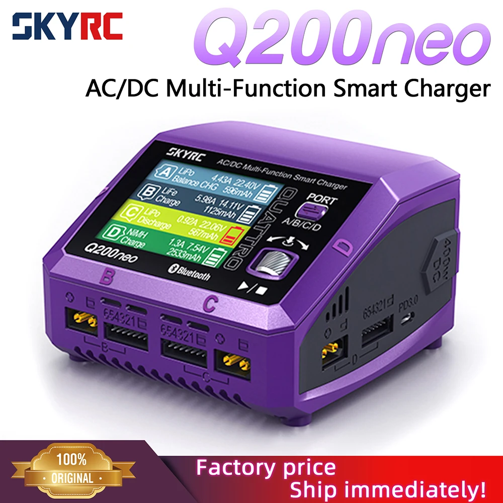 

SkyRC Q200neo Charger SK-100197 AC200W DC400W 4 Output Ports AC/DC Smart Charger