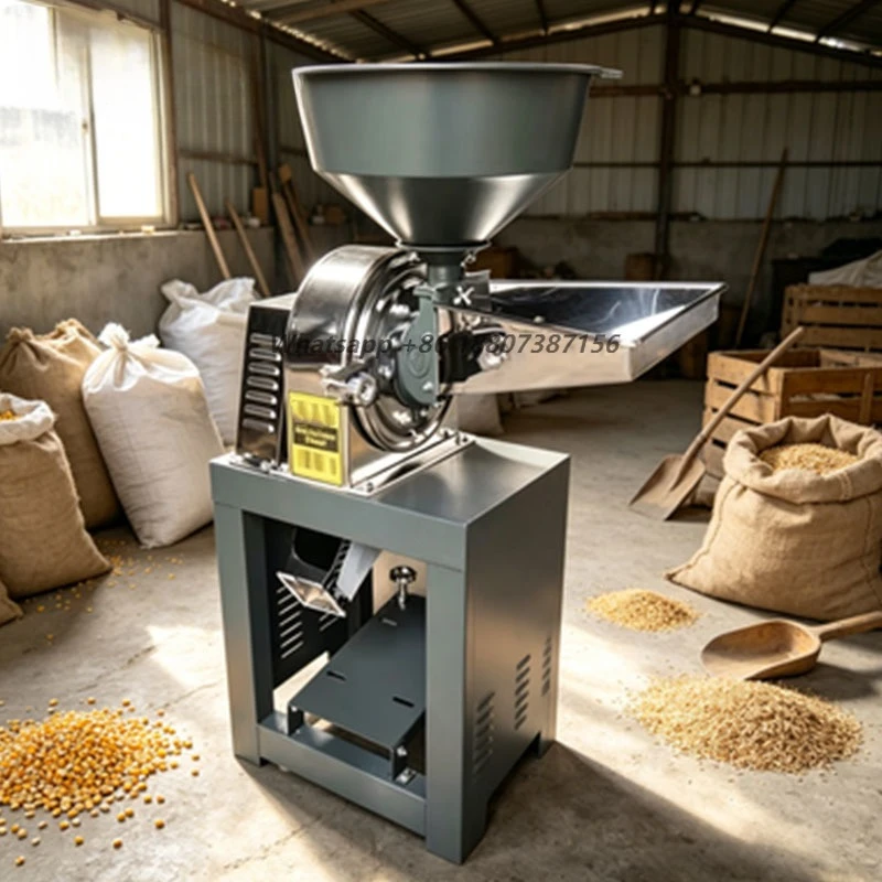 Rice Wheat Bean Processing in Farm Warehouse Stainless Steel Multifunctional Dry Grain Disc Mill Pulverizer